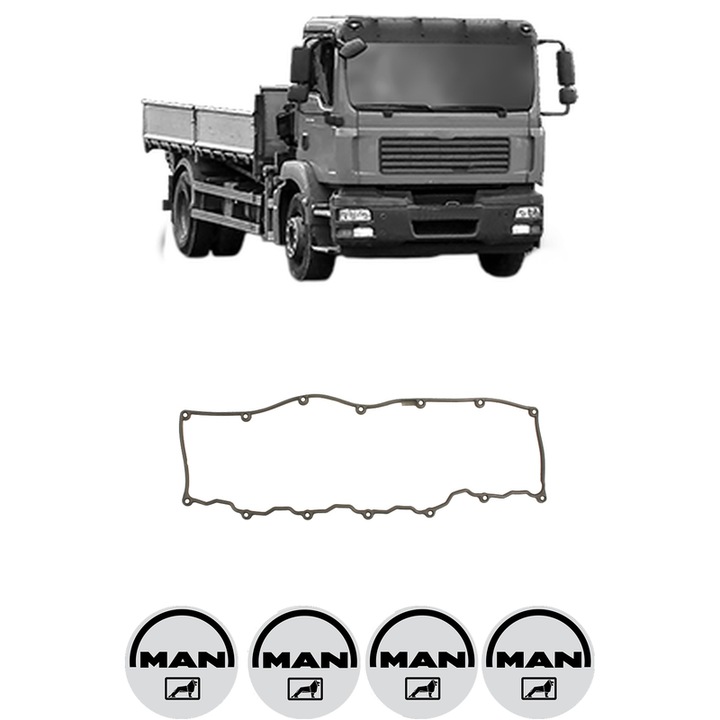 Set garnitura chiuloasa capac culbutori MAN TGM I 26.34 din 2005-2022 KW 250 CP 340 CMC 6871, Auto, Elring, 4x Stikere auto cu MAN