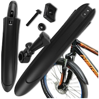 Set De Aripi De Bicicleta 2 Buc. Pentru Spate Si Fata Material Pp Negru Mtb