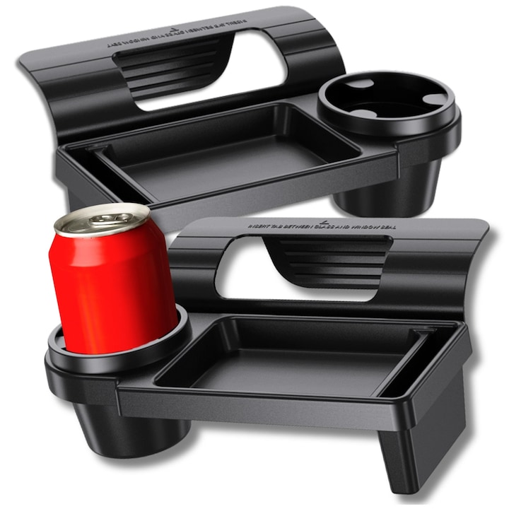 Стойка за кола за напитки и телефон, пластмаса, черна, 254x204 мм