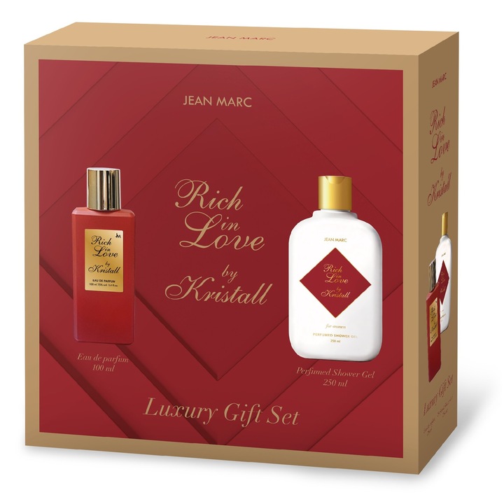 Set cadou JEAN MARC Rich in Love, apa parfumata 100ml, gel de dus parfumat 250ml, multicolor