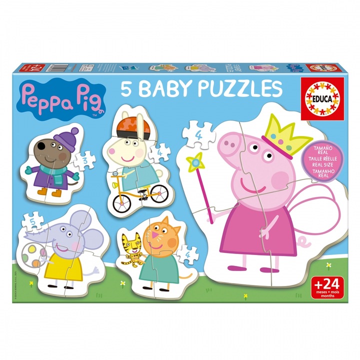 Puzzle progresiv, Educa, Peppa Pig, 5 in 1, 3/4/4/4/5 piese