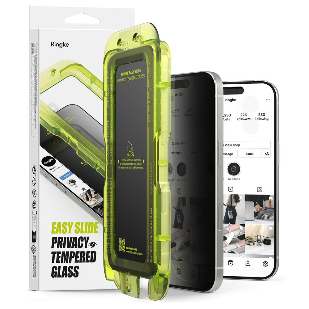 Husa Protectie Compatibila cu Easy Slide Privacy Tempered Glass (2 pack), Ringke, iPhone 17 - Black