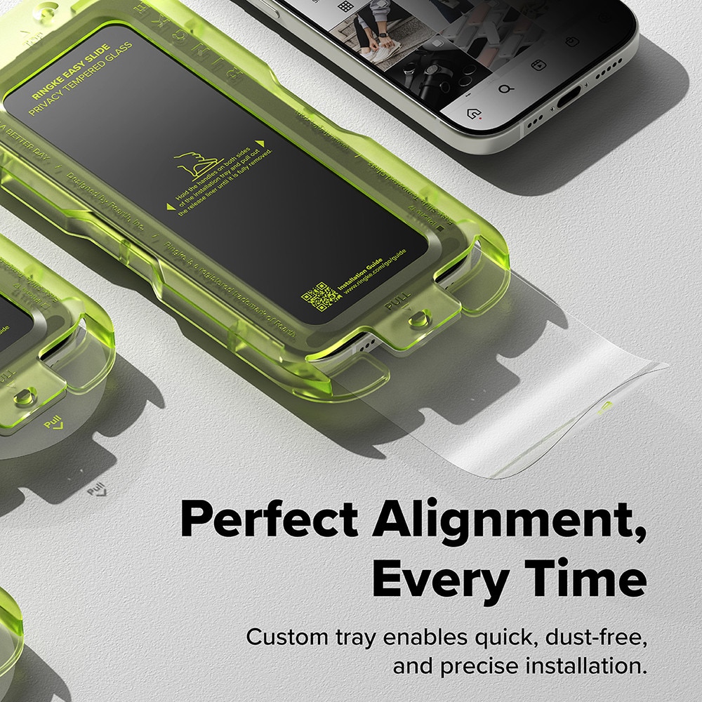 Husa Protectie Compatibila cu Easy Slide Privacy Tempered Glass (2 pack), Ringke, iPhone 17 - Black