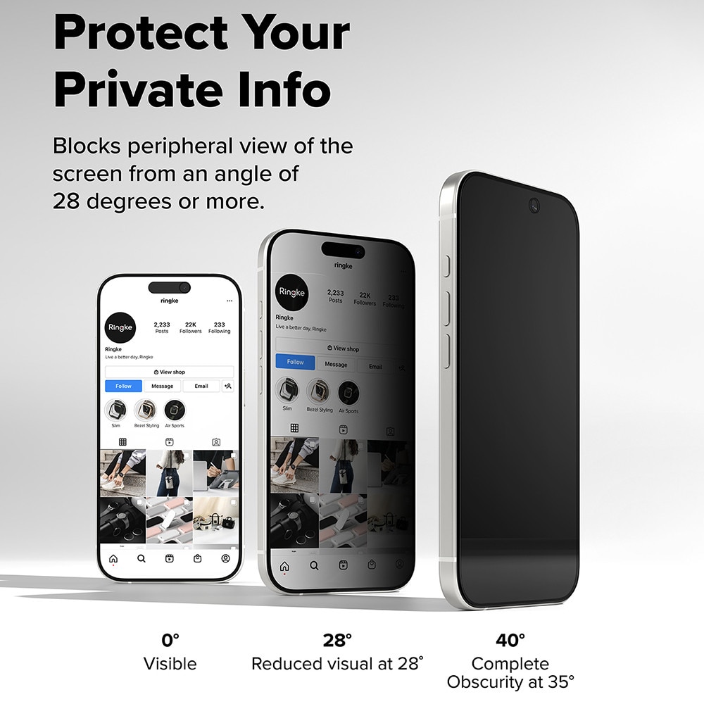 Husa Protectie Compatibila cu Easy Slide Privacy Tempered Glass (2 pack), Ringke, iPhone 17 - Black