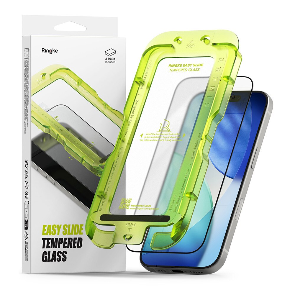Husa Protectie Compatibila cu Easy Slide Tempered Glass (2 pack), Ringke, iPhone 17 Pro - Clear