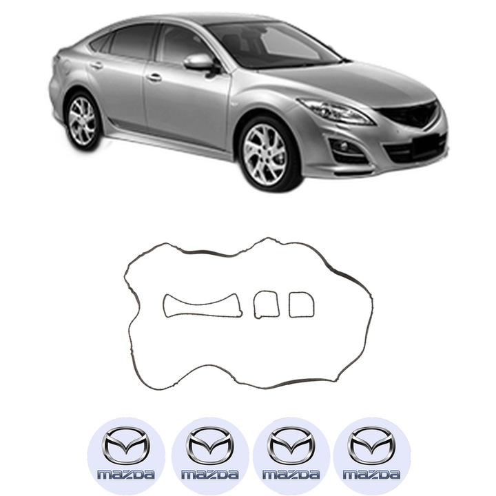 Set garnitura chiuloasa capac culbutori MAZDA 6 Saloon (GH) 2.5 MZR (GH5FS, GH5FP) din 2007-2013 KW 125 CP 170 CMC 2488, Auto, Elring, 4x Stikere auto cu MAZDA