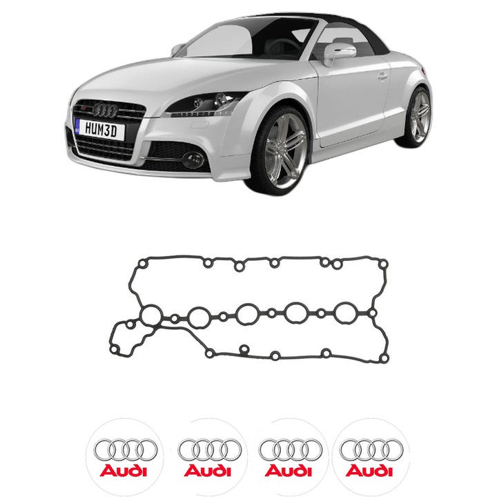 Set garnitura chiuloasa capac culbutori AUDI TT Roadster (8J9) 2.5 RS quattro din 2009-2014 KW 250 CP 340 CMC 2480, Auto, Elring, 4x Stikere auto cu AUDI