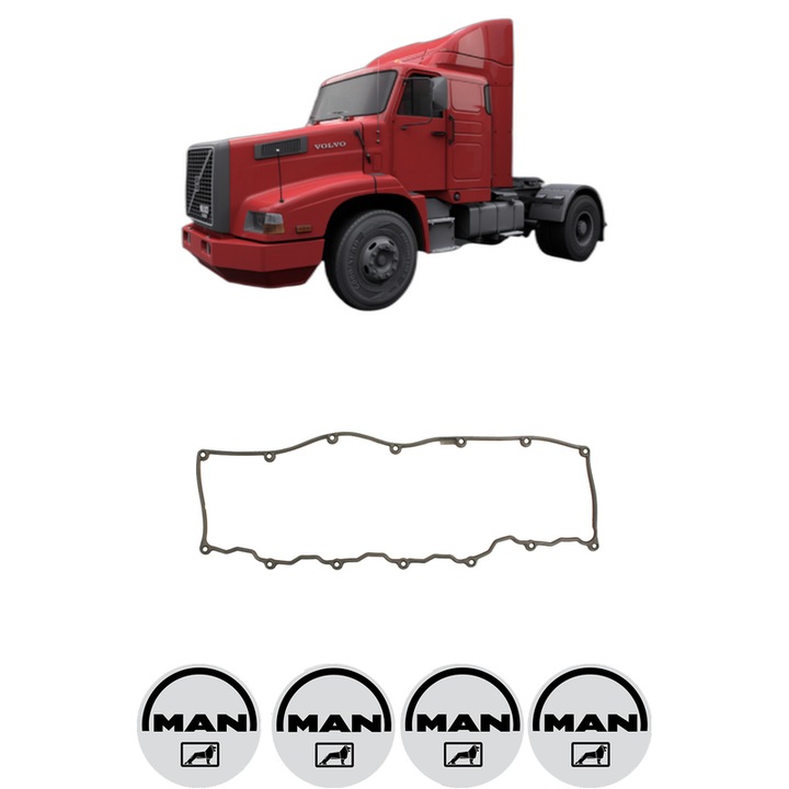 Set garnitura chiuloasa capac culbutori MAN NL 250 din 2007 KW 184 CP 250 CMC 6871, Auto, Elring, 4x Stikere auto cu MAN