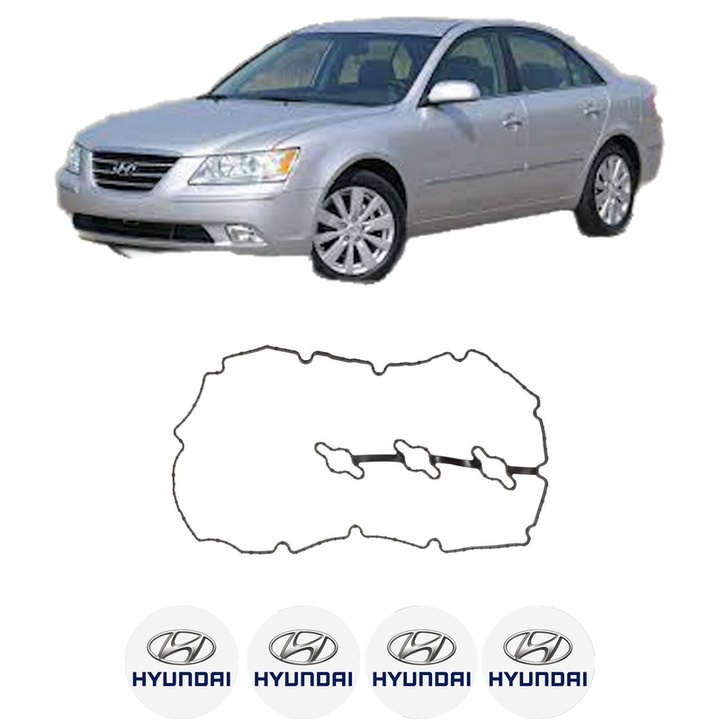 Set garnitura chiuloasa capac culbutori HYUNDAI SONATA V (NF) 3.3 din 2008-2010 KW 184 CP 250 CMC 3342, Auto, Elring, 4x Stikere auto cu HYUNDAI