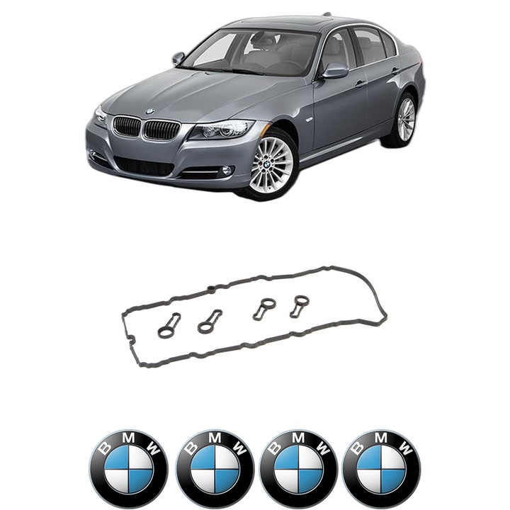 Set garnitura chiuloasa capac culbutori BMW Seria 3 (E90) 320 d din 2007-2010 KW 130 CP 177 CMC 1995, Auto, Elring, 4x Stikere auto cu BMW