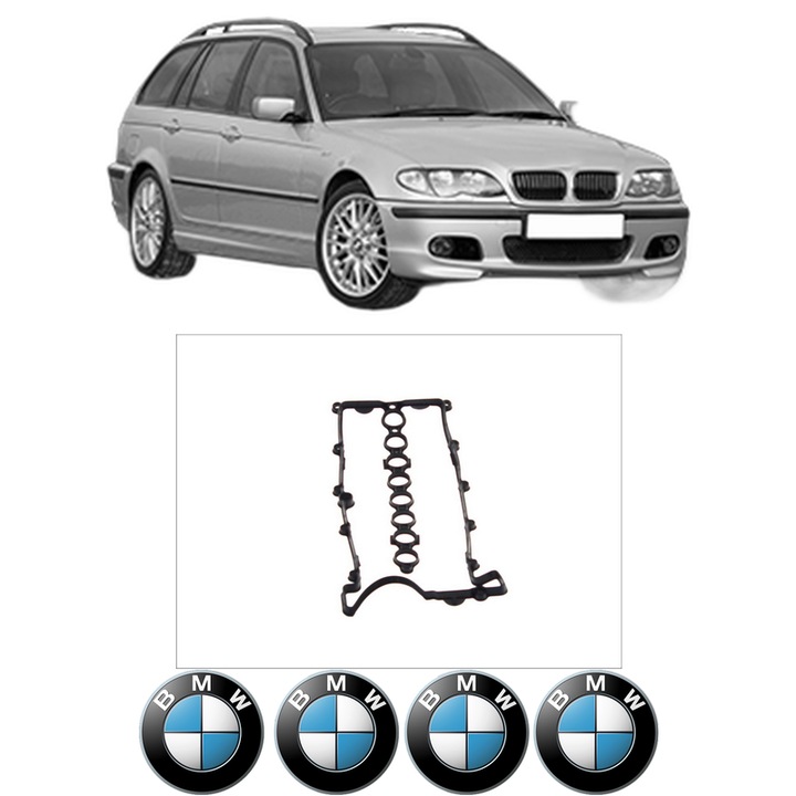 Set garnitura chiuloasa capac culbutori BMW Seria 3 Touring (E46) 320 d din 2001-2005 KW 110 CP 150 CMC 1995, Auto, Elring, 4x Stikere auto cu BMW