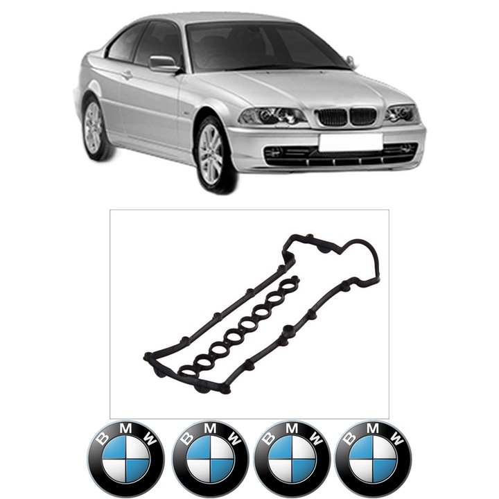 Set garnitura chiuloasa capac culbutori BMW Seria 3 (E46) 320 d din 1998-2001 KW 95 CP 129 CMC 1951, Auto, Elring, 4x Stikere auto cu BMW