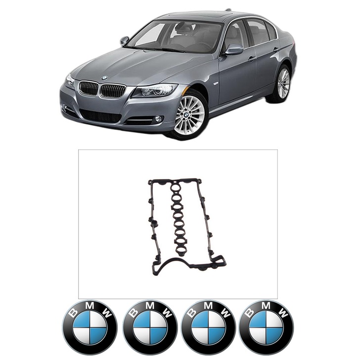 Set garnitura chiuloasa capac culbutori BMW Seria 3 (E90) 320 d din 2004-2011 KW 120 CP 163 CMC 1995, Auto, Elring, 4x Stikere auto cu BMW