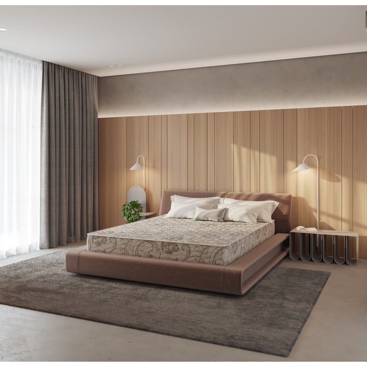 Saltea ortopedica Confort Geladi, 190x180 cm, Arcuri tip Bonnell din Otel Carbon, Fermitate medie