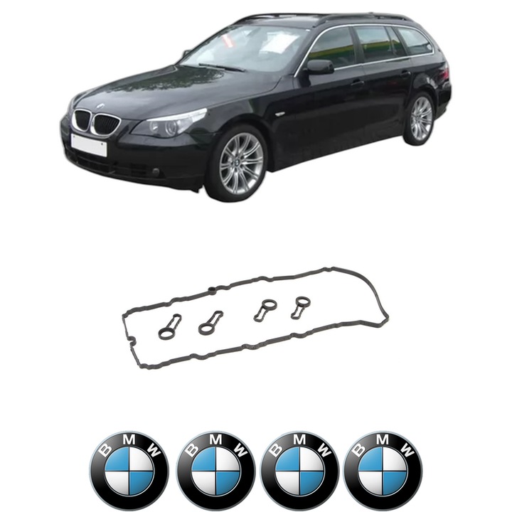 Set garnitura chiuloasa capac culbutori BMW Seria 5 Touring (E61) 520 d din 2007-2010 KW 130 CP 177 CMC 1995, Auto, Elring, 4x Stikere auto cu BMW