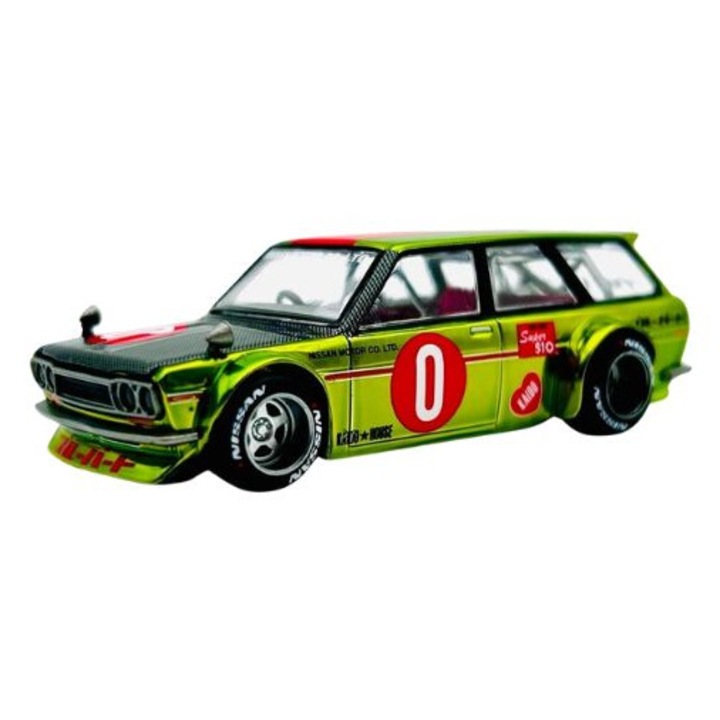 Datsun Kaido 510 Wagon Og Flo Yellow 1969 1:64 Mini GT (KHMG164) autómodell