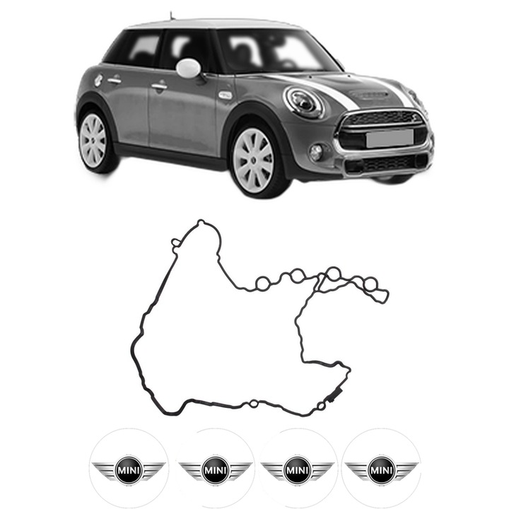 Set garnitura chiuloasa capac culbutori MINI MINI (F55) Cooper S JCW din 2014 KW 155 CP 211 CMC 1998, Auto, Elring, 4x Stikere auto cu MINI