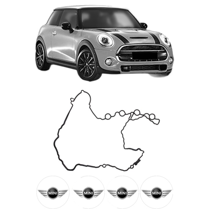 Set garnitura chiuloasa capac culbutori MINI MINI (F56) Cooper S JCW din 2013 KW 155 CP 211 CMC 1998, Auto, Elring, 4x Stikere auto cu MINI