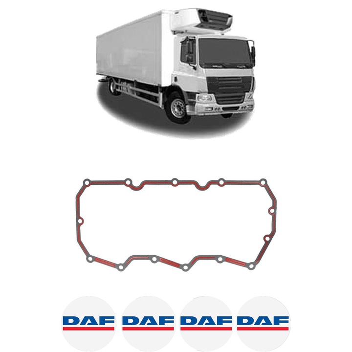 Set garnitura chiuloasa capac culbutori DAF 75 CF FAR 75 CF 250, FAS 75 CF 250 din 1998-2000 KW 183 CP 249 CMC 9186, Auto, Elring, 4x Stikere auto cu DAF