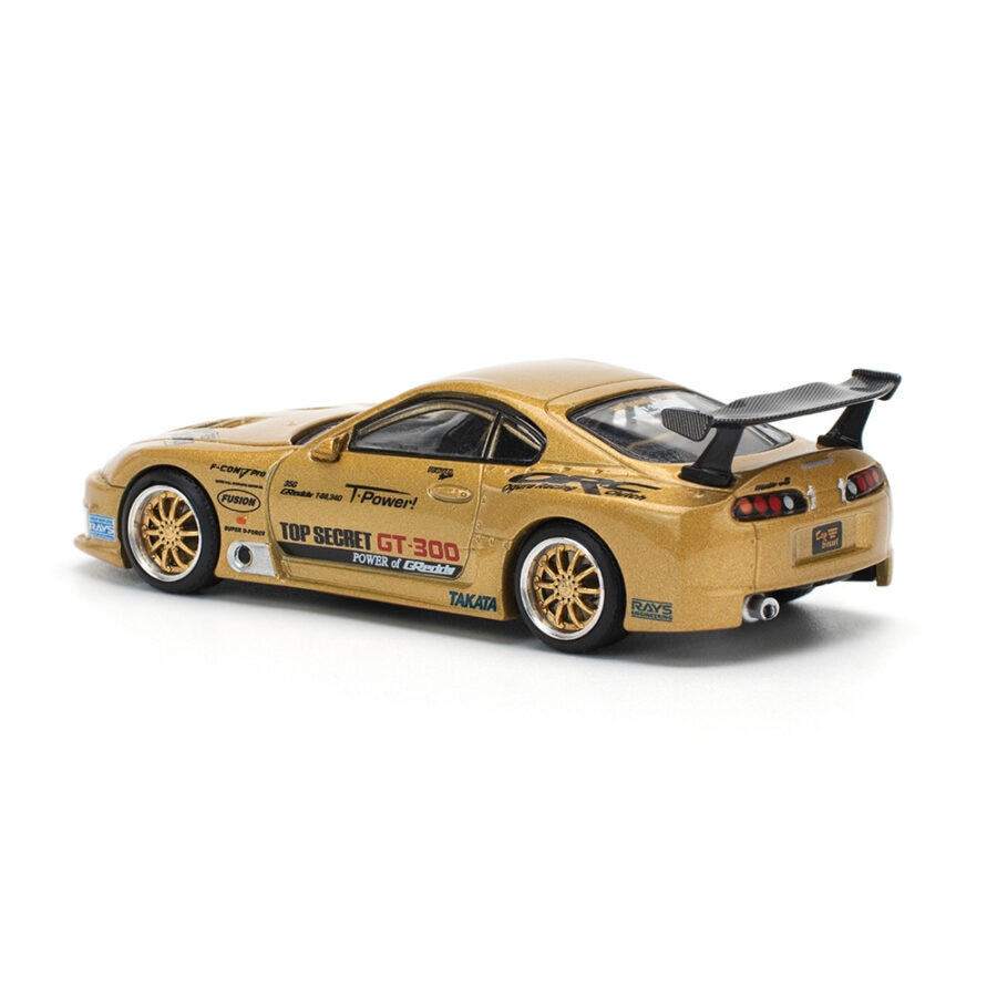 Macheta auto Toyota Supra GT300 Top Secret Auriu 1:64 Pop Race