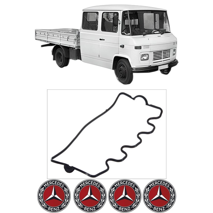 Set garnitura chiuloasa capac culbutori MERCEDES-BENZ T2/L Platform/Chassis LK 408 G, LK 409 (309.041, 309.044) din 1982-1983 KW 70 CP 95 CMC 2299, Auto, Elring, 4x Stikere auto cu MERCEDES-BENZ