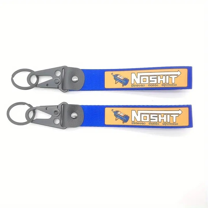 Breloc NOSHIT, ideal pentru Chei Auto / Moto / Casa / Garaj, din material textil, cu inel metalic, extrem de rezistent, pentru fete si baieti, Albastru