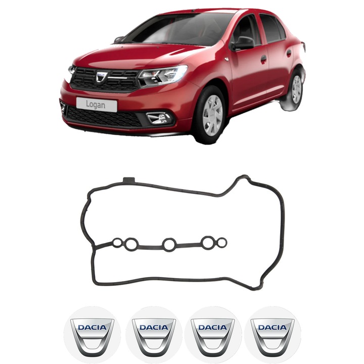 Set garnitura chiuloasa capac culbutori DACIA LOGAN II TCe 90 (L8MA, L8M1, L8AC) din 2012 KW 66 CP 90 CMC 898, Auto, Elring, 4x Stikere auto cu DACIA