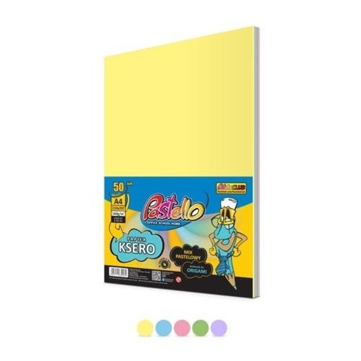 Hartie copiator A4 Alfa Pastello, 160g, set 50 foi, 5 culori pastel