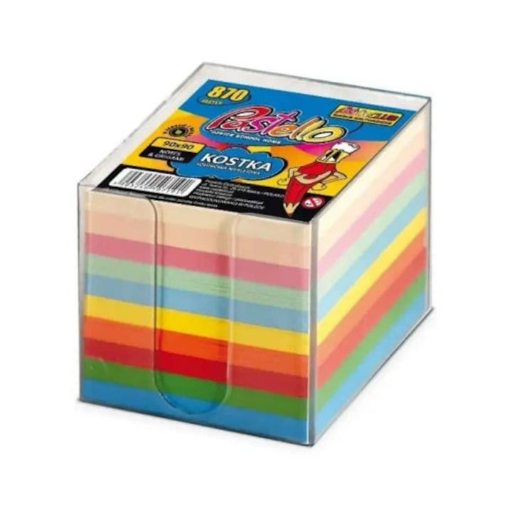 Cuburi de hartie colorate Alfa Pastello, set 10 culori, 90x90mm, 850 foi
