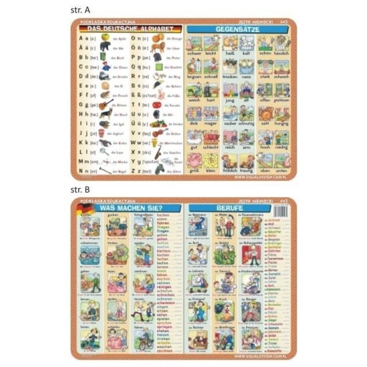 Covoras educational, Visual System, set 2 elemente, 40x30cm, laminat