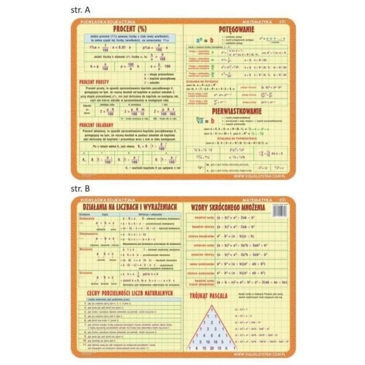 Set de 2 suporturi educationale, Visual System, Procent si exponenti 40x30 cm, laminat