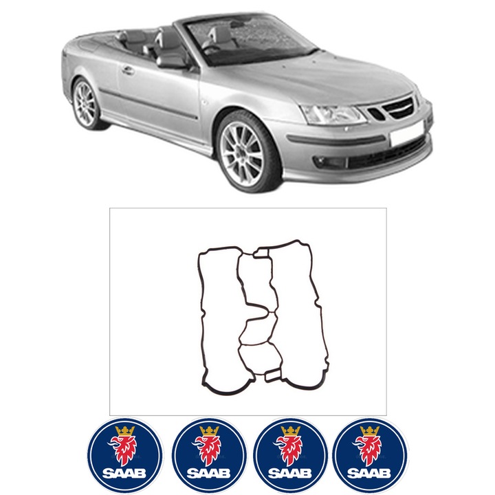 Set garnitura chiuloasa capac culbutori SAAB 9-3 Convertible (YS3F) 1.8 i din 2004-2015 KW 90 CP 122 CMC 1796, Auto, Elring, 4x Stikere auto cu SAAB