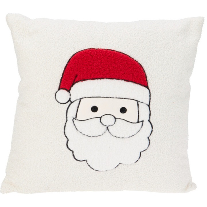 Dekoratív párna, ünnepi modell, fehér, 44 x 44 cm, Mikulás