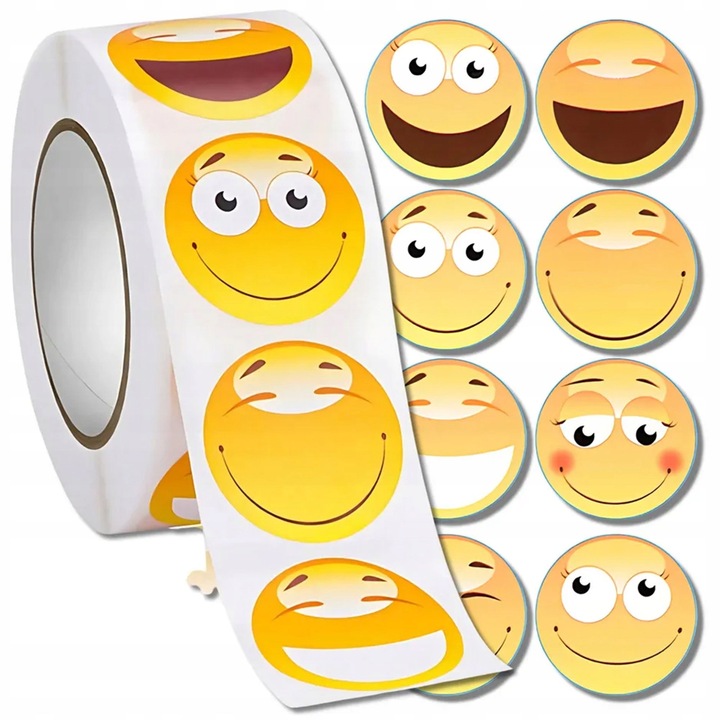 Set de 500 de stickere motivationale pentru copii, PrzydaSie.pl, emoticoane, 2,5x2,5cm, autocolante colorate