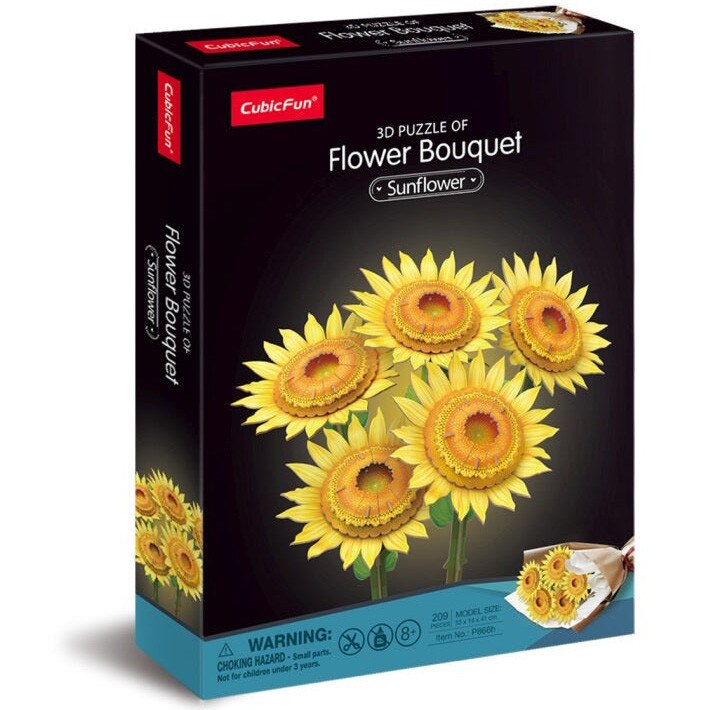 Puzzle 3D Cubic Fun - Flower Bouquet, Floarea Soarelui, 209 piese