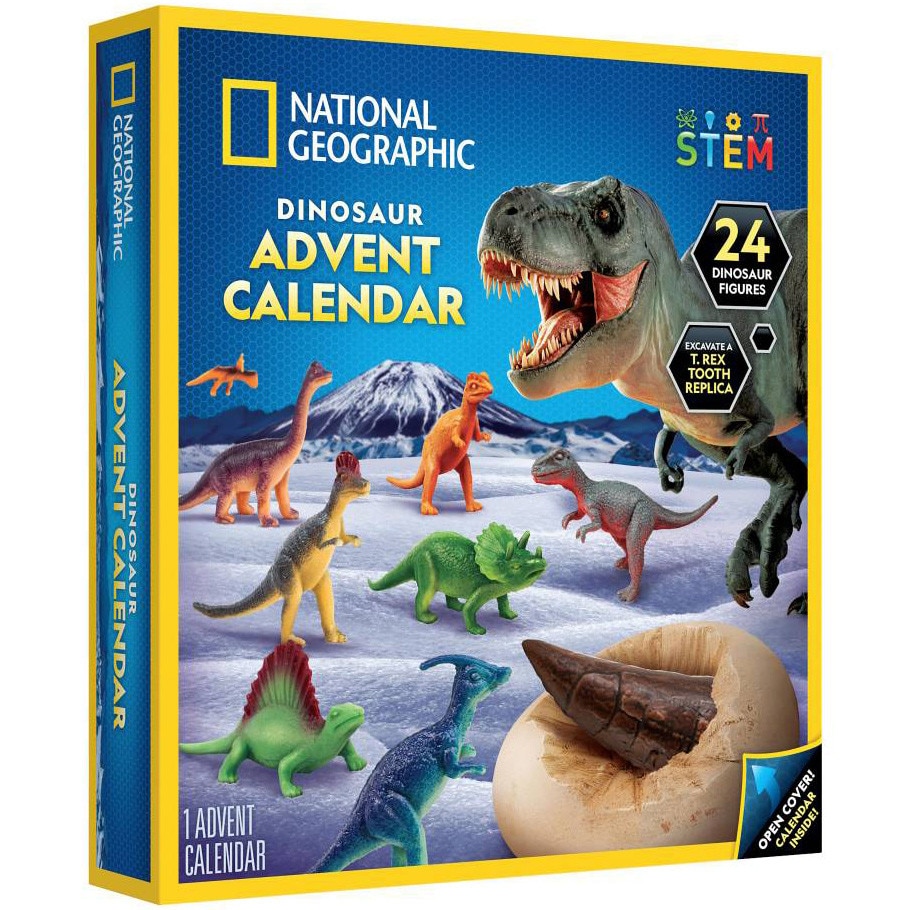 Set educativ National Geographic - Calendar de Craciun, Descopera lumea preistorica a dinozaurilor, 24 surprize