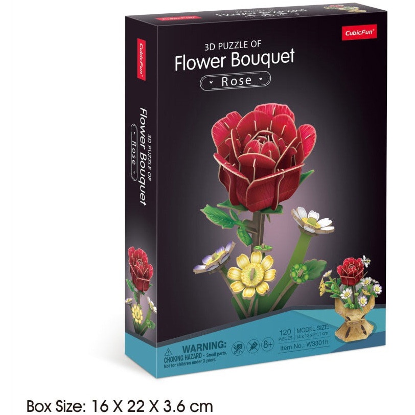 Puzzle 3D Cubic Fun - Flower Bouquet, Trandafir, 120 piese - eMAG.ro