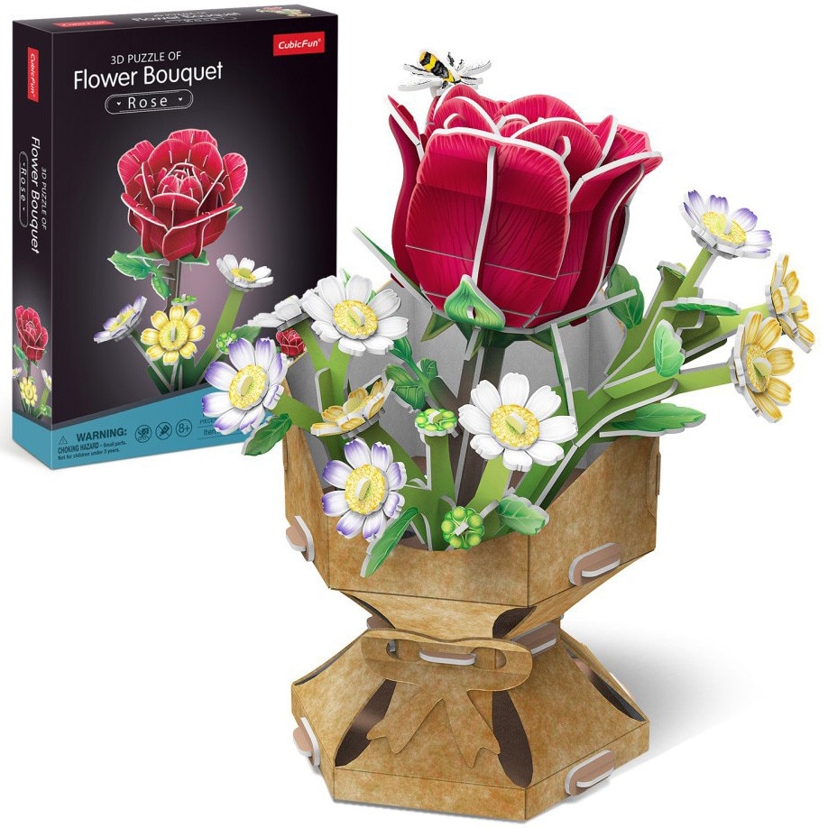 Puzzle 3D Cubic Fun - Flower Bouquet, Trandafir, 120 piese - eMAG.ro