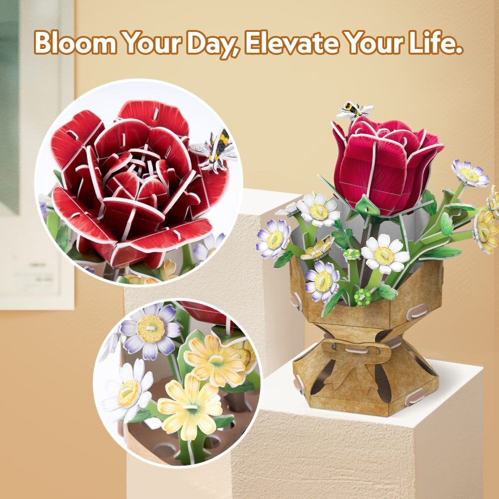 Puzzle 3D Cubic Fun - Flower Bouquet, Trandafir, 120 piese - eMAG.ro