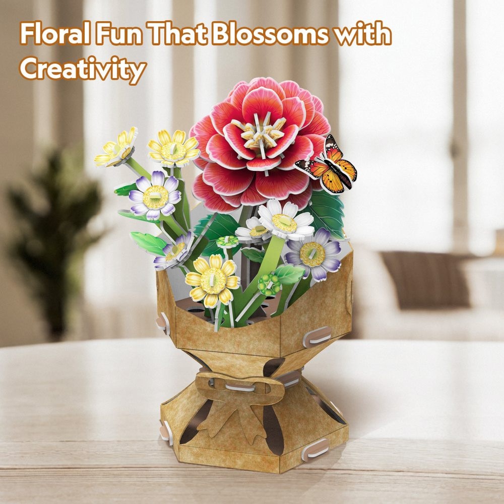 Puzzle 3D Cubic Fun - Flower Bouquet, Camelie, 109 piese - eMAG.ro