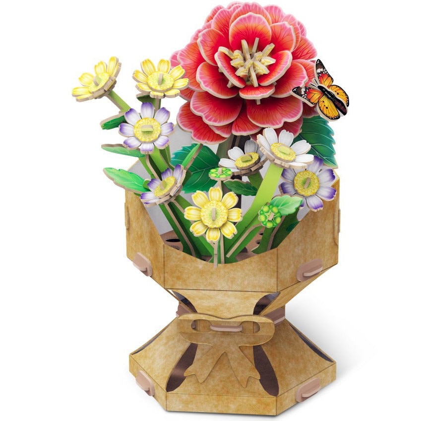✳︎flower✳︎様 Puzzle 3D Cubic Fun - Flower Bouquet, Camelie, 109 piese - eMAG.ro