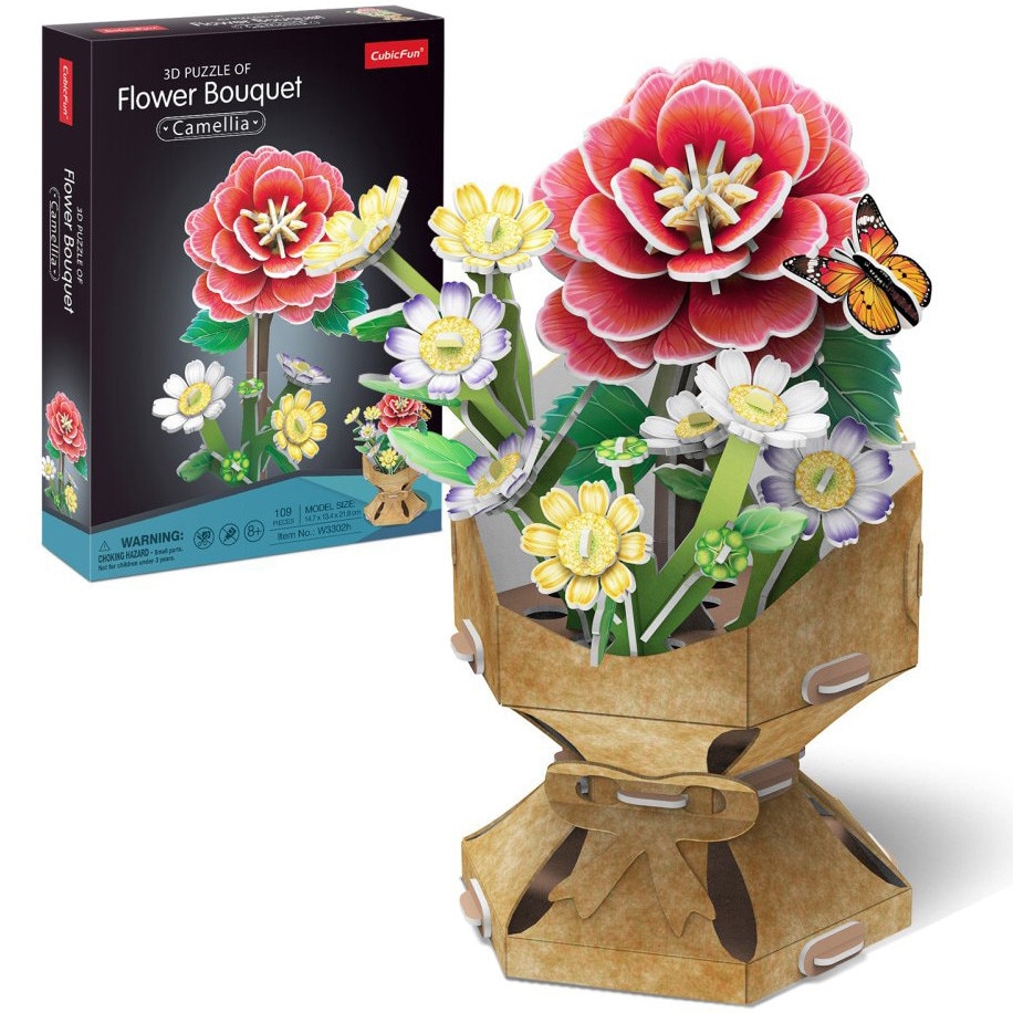 Puzzle 3D Cubic Fun - Flower Bouquet, Camelie, 109 piese - eMAG.ro