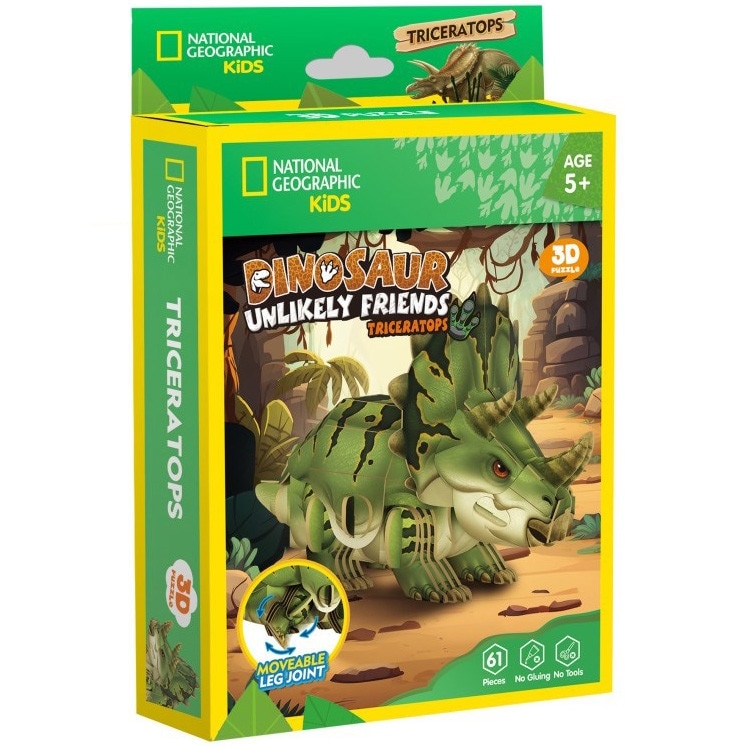 Puzzle 3D National Geographic Kids - Dinosaur, Triceraptops, 61 piese