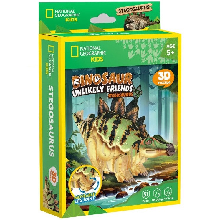Puzzle 3D National Geographic Kids - Dinosaur, Stegozaur, 51 piese