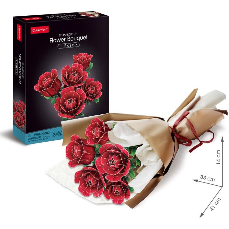 小物 SomniumFragment Puzzle 3D Cubic Fun - Flower Bouquet, Trandafiri, 312 piese - eMAG.ro