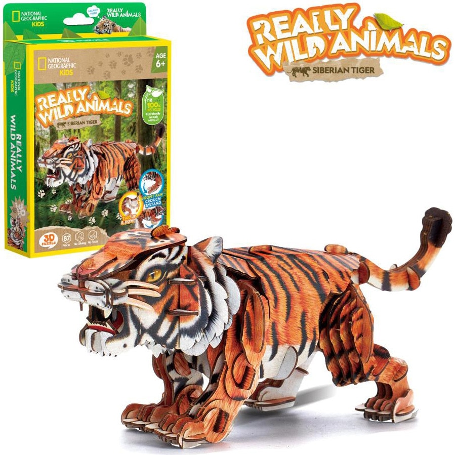 Puzzle 3D National Geographic Kids - Animale salbatice, Tigru