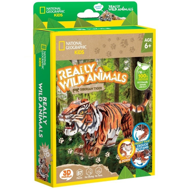 Puzzle 3D National Geographic Kids - Animale salbatice, Tigru