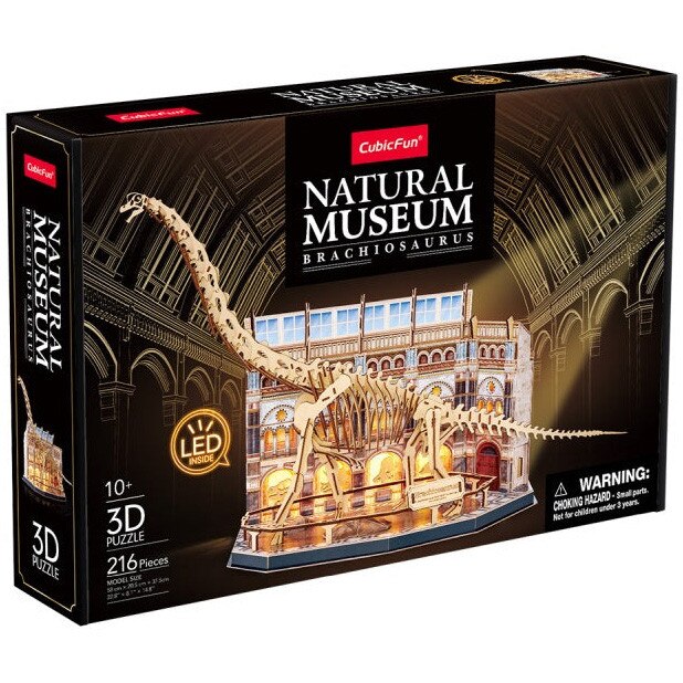 Puzzle 3D Cubic Fun LED - Natural Museum, Brachiosaurus, 216 piese