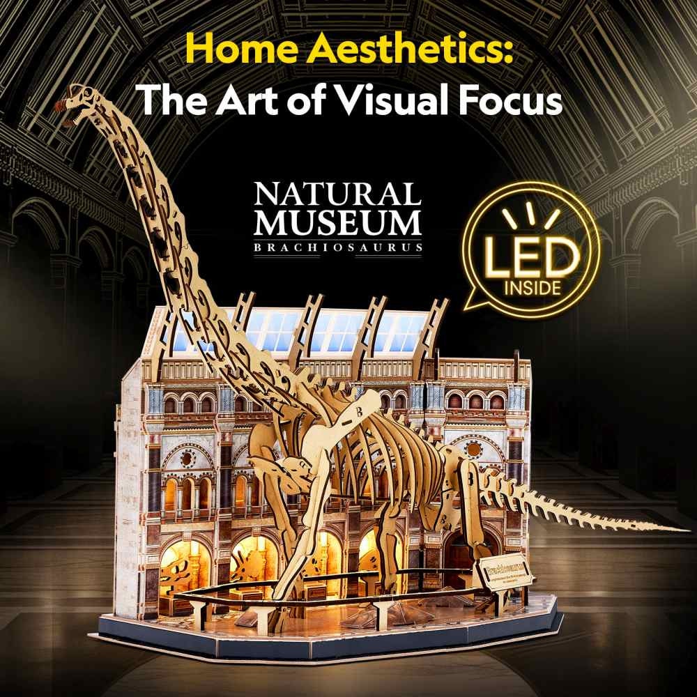 Puzzle 3D Cubic Fun LED - Natural Museum, Brachiosaurus, 216 piese