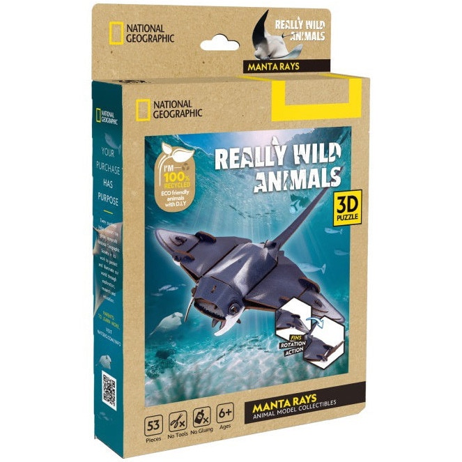 Puzzle 3D National Geographic Kids - Animale salbatice, Diavol de mare, 53 piese